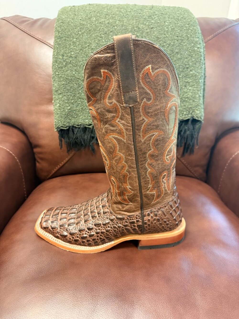 Horse Power Nile Crocodile Print Cowboy Boots Men's 9D - Made in Leon Mexico - Picture 3 of 16